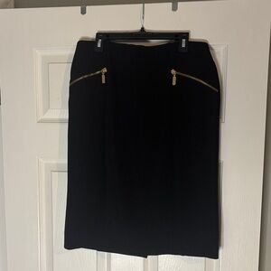 Alfani Black Pencil Skirt with Gold Zippers